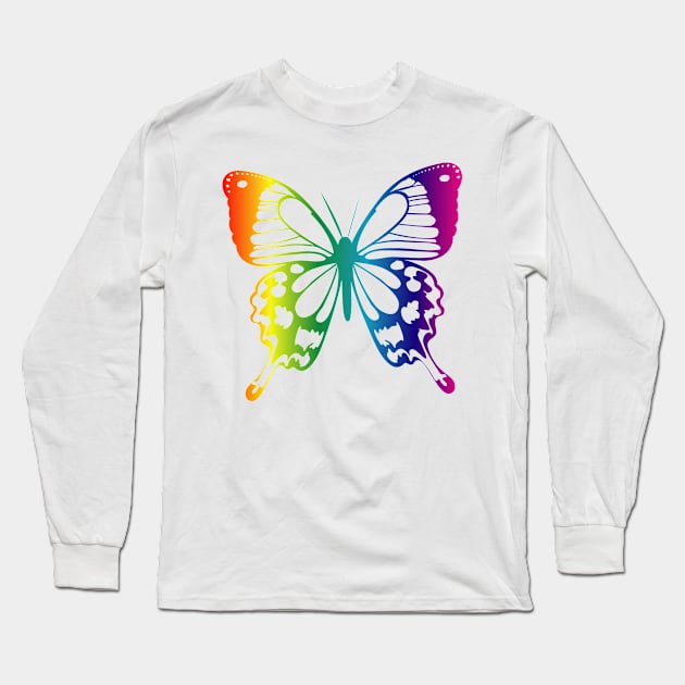 Colorful Butterfly Long Sleeve T-Shirt by Pet & Nature Lovers